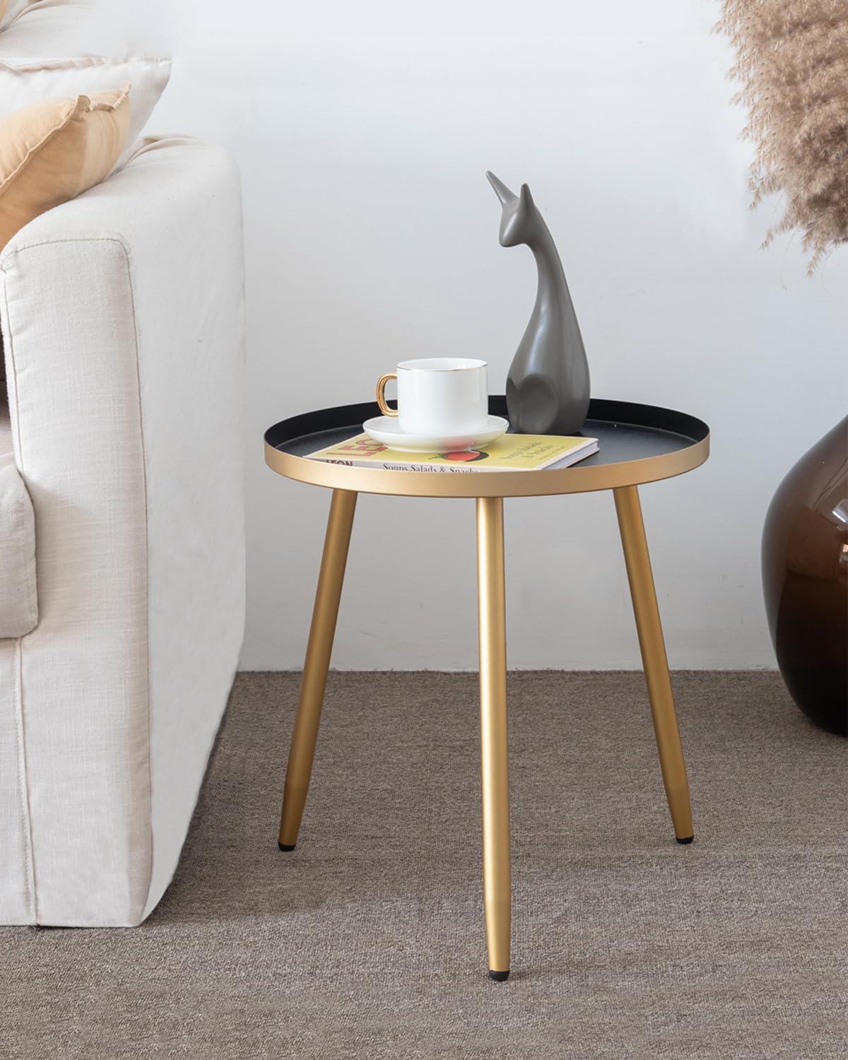 AOJEZOR Side Table: End Table for Any Room - Small Side Tables for Small Spaces All Matte Black with 3 Legged