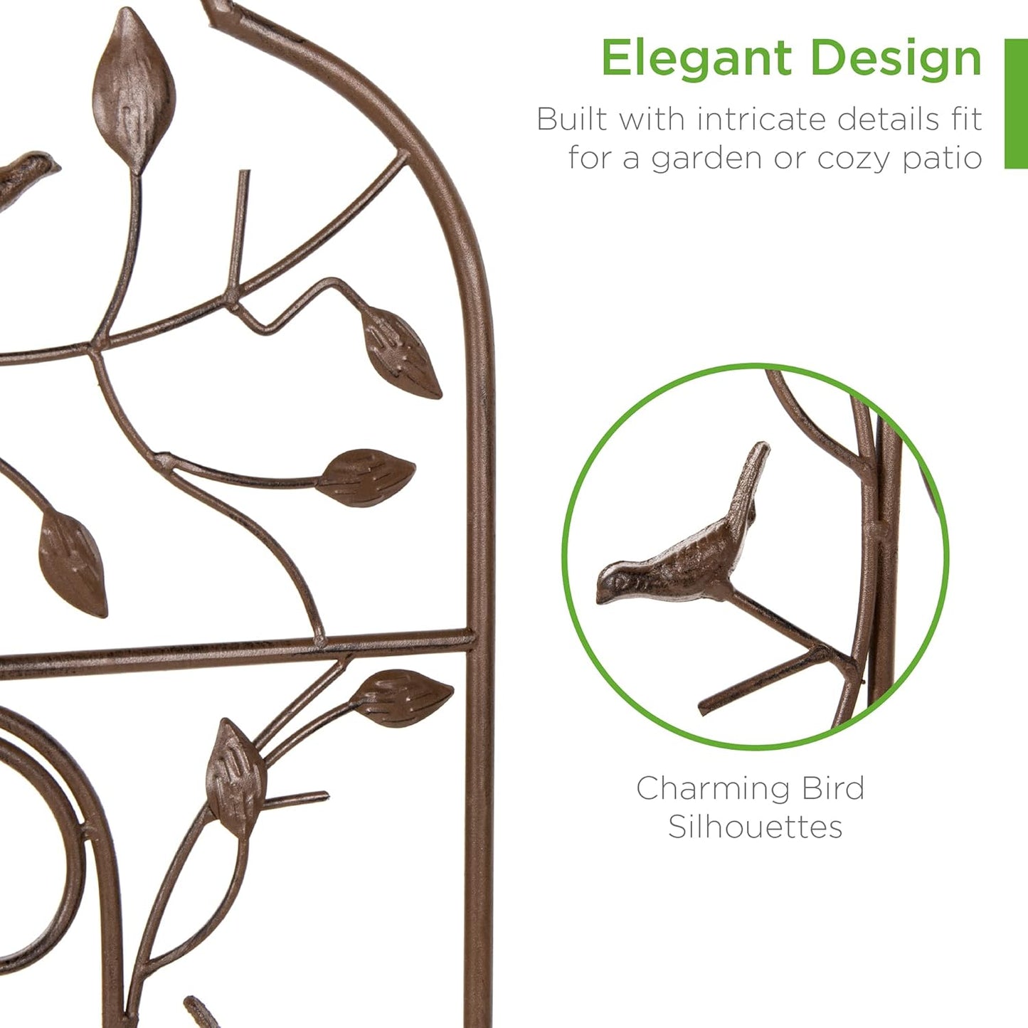 Best Choice Products 60x15in Iron Garden Trellis, Arched Outdoor Decoration w/Branches, Birds for Lawn, Garden, Backyard, Climbing Plants - Bronze