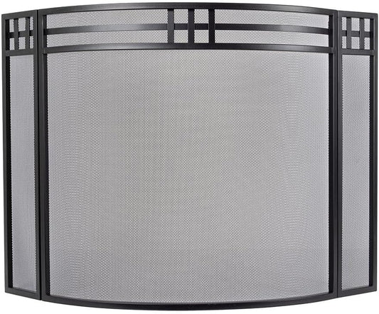 Modern Ember Mill Creek 3-Panel Mesh Fireplace Screen in Black | Heavy-Duty Steel Frame with Powder-Coated Finish | Mesh Screen is Heat & Corrosion Resistant | Fits Standard Fireplace Openings