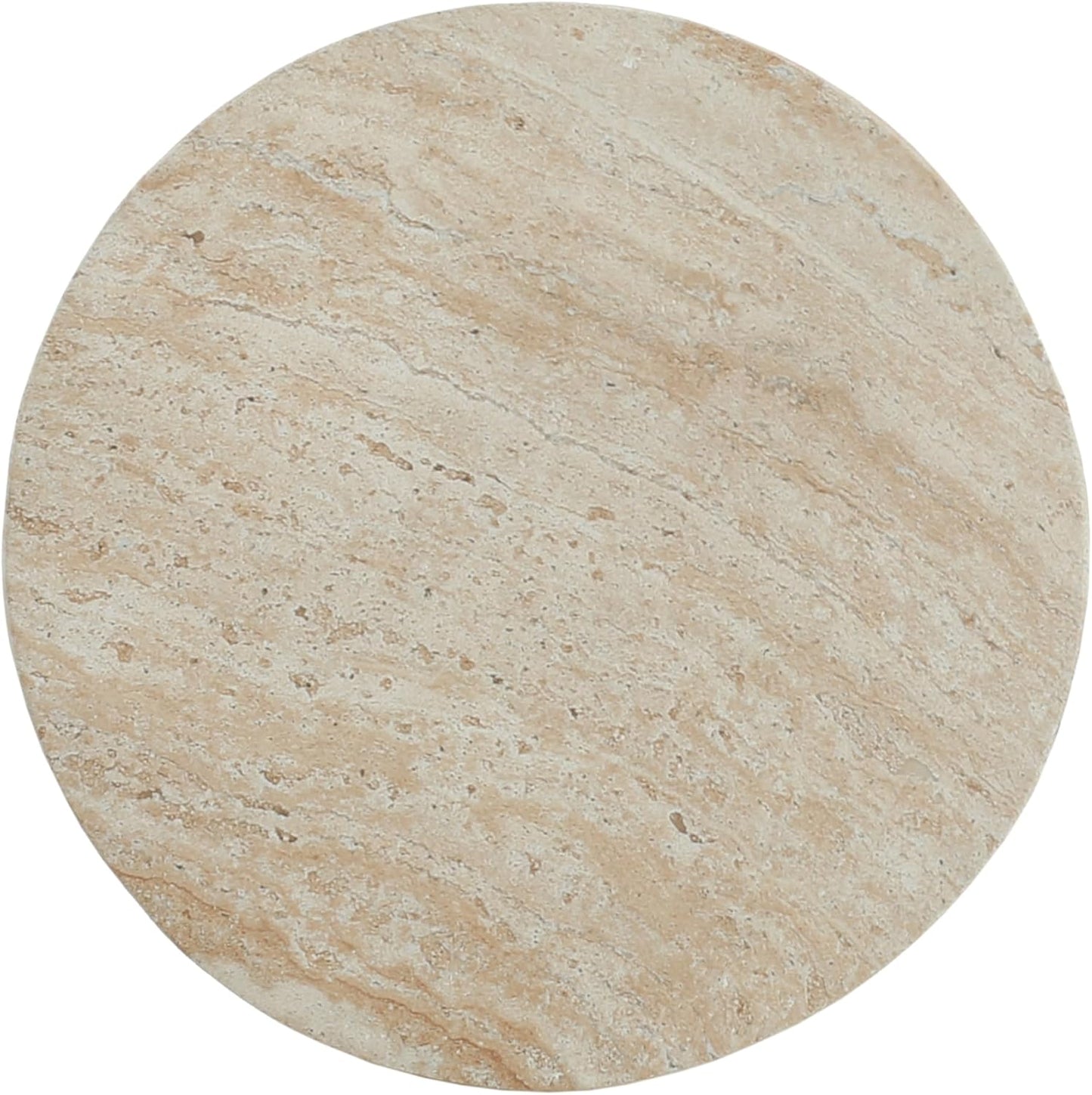 Christopher Knight Home Dila Patio Side Table, Lightweight Concrete End Table, Small Coffee Table, Garden Stool, Decorative Accent Table, Round Table Top, Side Table for Poolside Balcony, Travertine