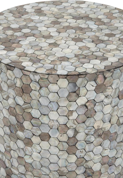 Deco 79 Mother of Pearl Shell Geometric Handmade Side End Accent Table Mosaic End Table, Side Table 14" x 14" x 20", Multi Colored