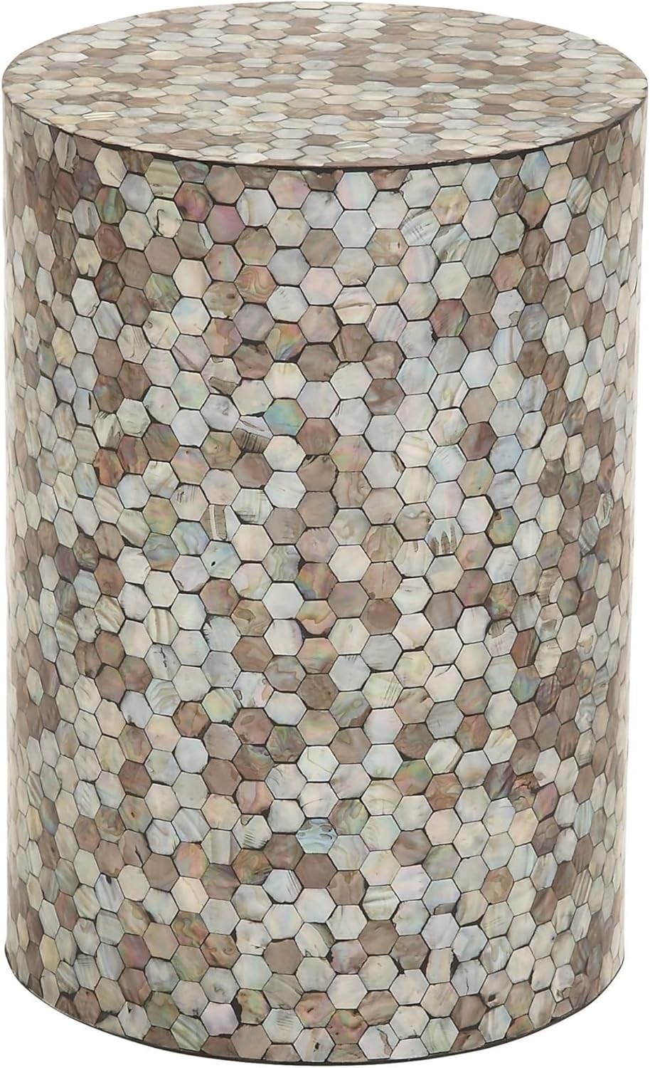 Deco 79 Mother of Pearl Shell Geometric Handmade Side End Accent Table Mosaic End Table, Side Table 14" x 14" x 20", Multi Colored
