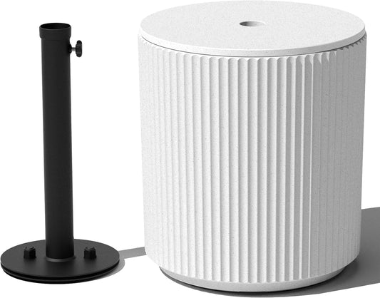 Veradek Umbrella Side Table - Outdoor Patio Table with Umbrella Hole for Porch/Patio | Durable Plastic-Stone Composite Material & Easy Assembly | Modern Coffee, Picnic or Poolside Table