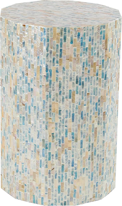 Deco 79 Mother of Pearl Shell Geometric Handmade Side End Accent Table Mosaic End Table, Side Table 14" x 14" x 20", Multi Colored