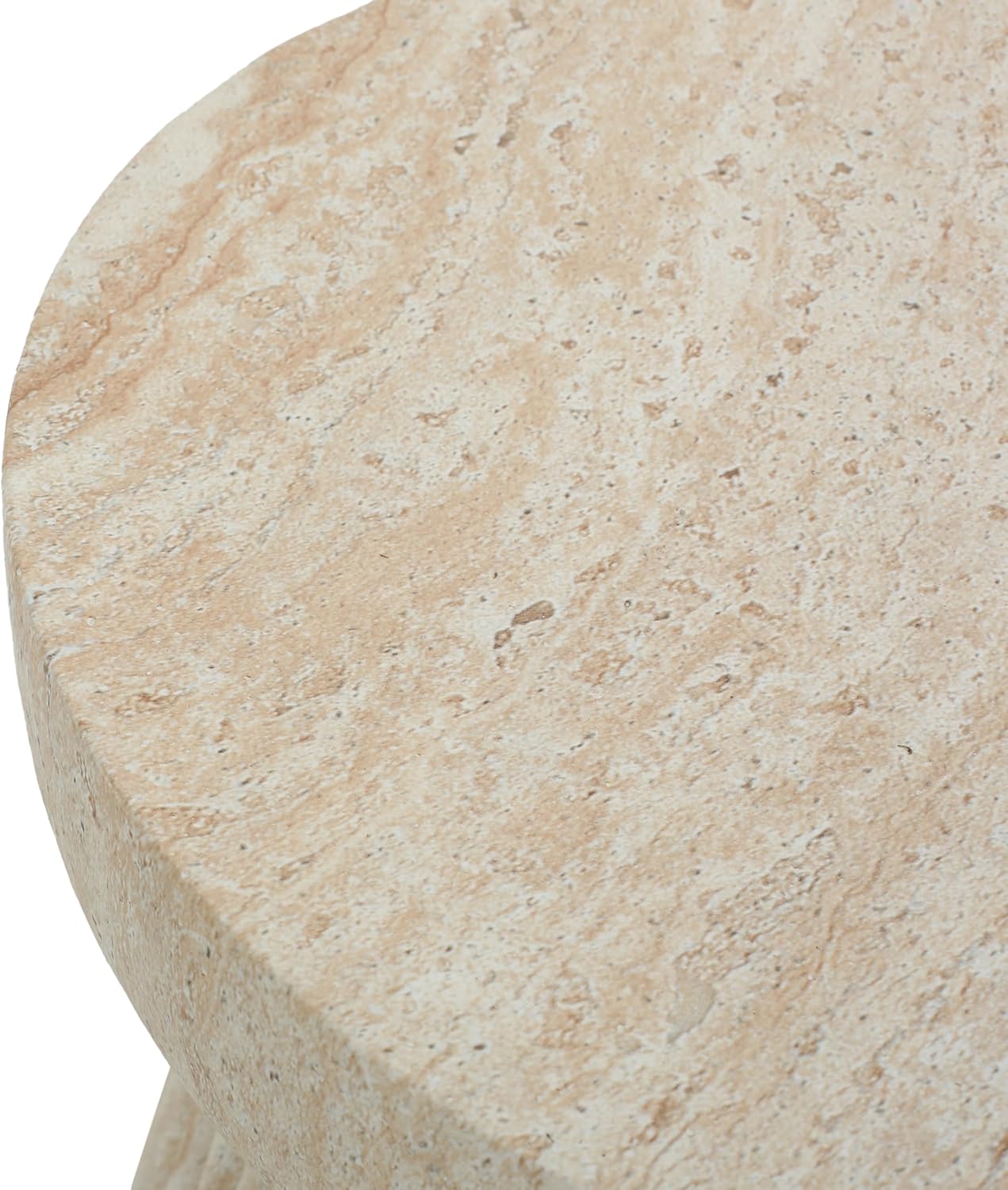 Christopher Knight Home Dila Patio Side Table, Lightweight Concrete End Table, Small Coffee Table, Garden Stool, Decorative Accent Table, Round Table Top, Side Table for Poolside Balcony, Travertine