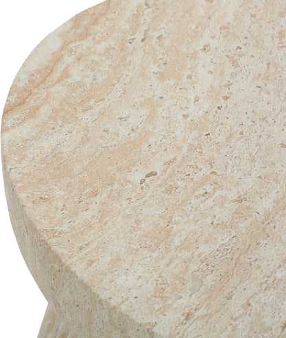 Christopher Knight Home Dila Patio Side Table, Lightweight Concrete End Table, Small Coffee Table, Garden Stool, Decorative Accent Table, Round Table Top, Side Table for Poolside Balcony, Travertine