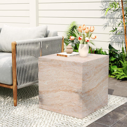Christopher Knight Home Dila Patio Side Table, Lightweight Concrete End Table, Small Coffee Table, Garden Stool, Decorative Accent Table, Round Table Top, Side Table for Poolside Balcony, Travertine