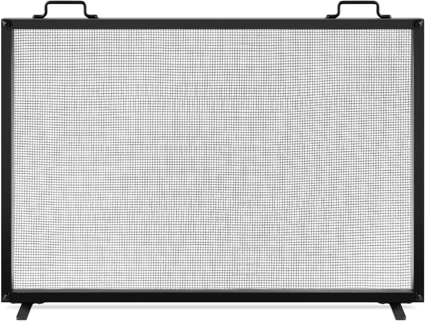 Best Choice Products 38x27in Single Panel Fireplace Screen Handcrafted Steel Mesh Spark Guard for Living Room, Bedroom Décor w/Handles - Black