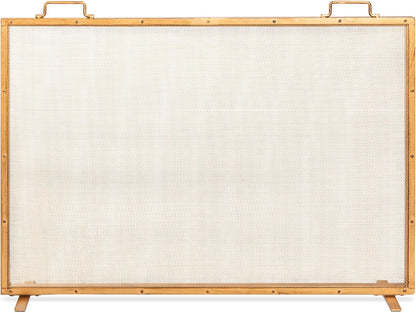 Best Choice Products 38x27in Single Panel Fireplace Screen Handcrafted Steel Mesh Spark Guard for Living Room, Bedroom Décor w/Handles - Black