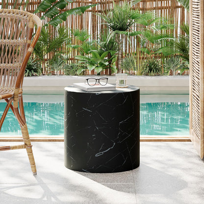 Christopher Knight Home Dila Patio Side Table, Lightweight Concrete End Table, Small Coffee Table, Garden Stool, Decorative Accent Table, Round Table Top, Side Table for Poolside Balcony, Travertine